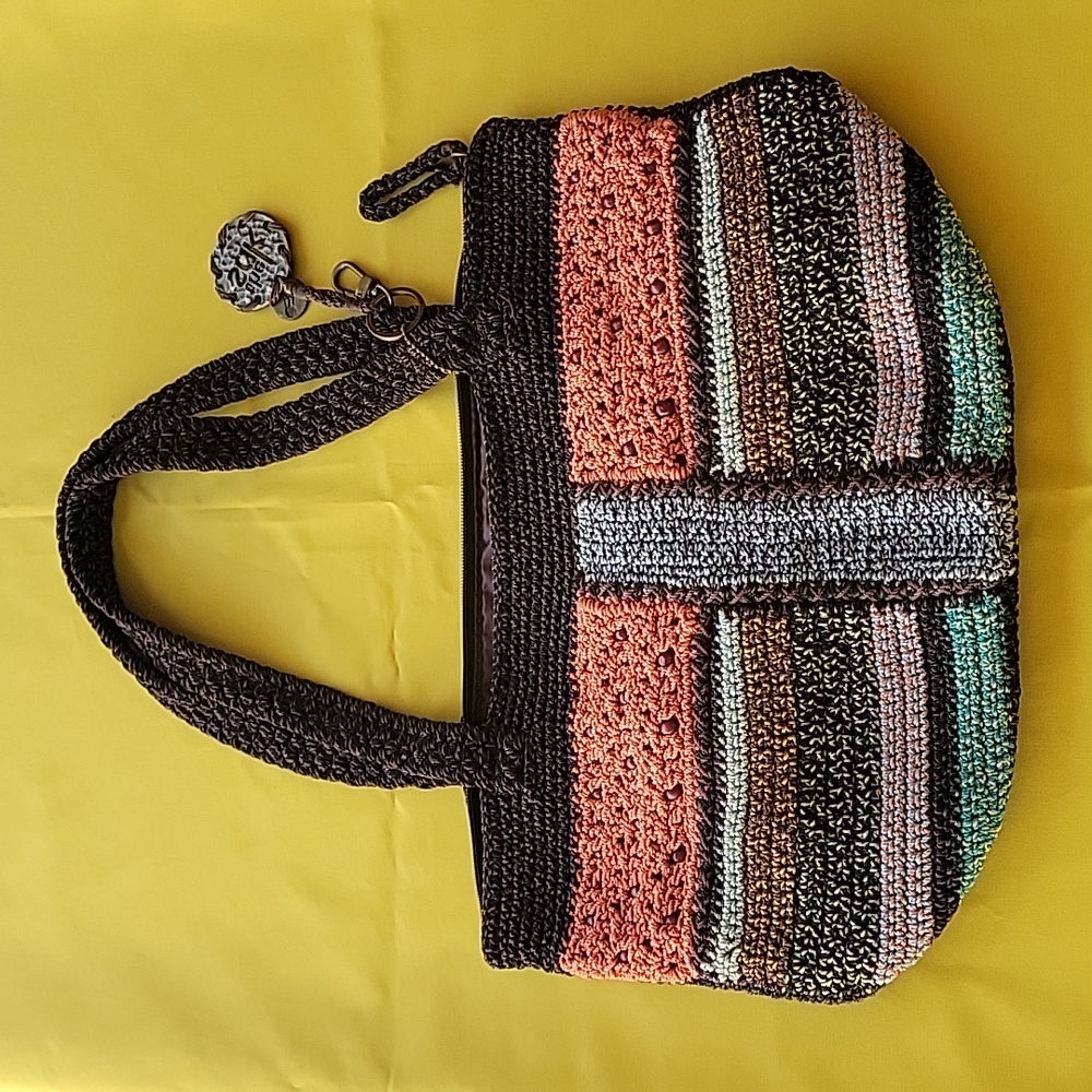 Sak Brand Multi-Colored, Striped Crocheted Purse is - Part of the Cambria Line